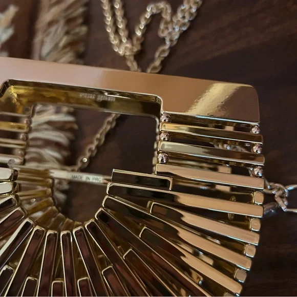 Cult Gaia Metallic Gaia's Ark Top Handle Clutch Nano Acrylic Crossbody Bag Gold - Picture 5 of 11